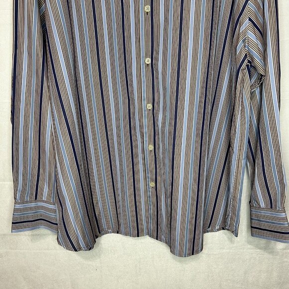 Tommy Bahama Mens Striped Button-Down Shirt Cotton Silk Blend Long Sleeve Sz XL - Picture 3 of 5